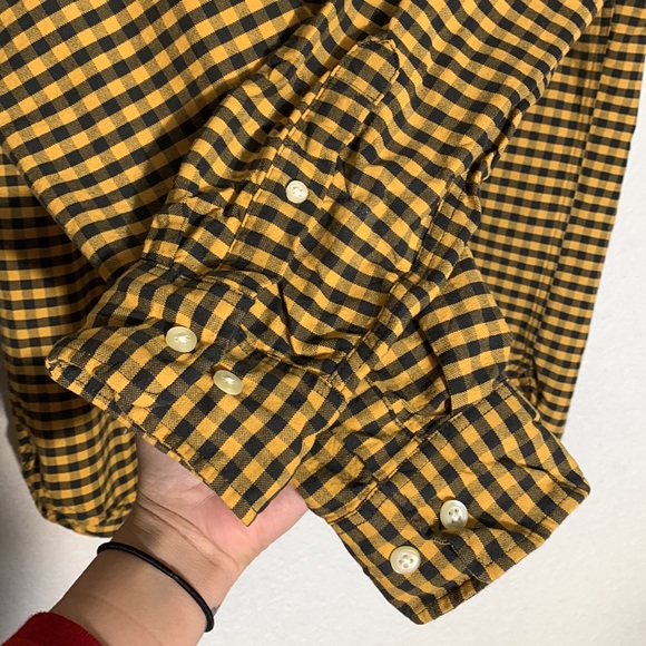 Men’s Yellow & Black Plaid Button Down Shirt - Picture 4 of 6